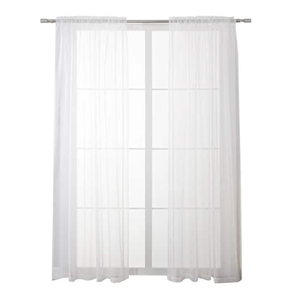 Pro Space Voile Sheer Curtains, 55 in. W x 84 in. L, with rod pockets top, white, (1 Panel)