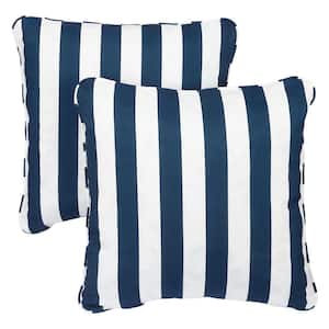 Stripes Oxford Navy Square Outdoor Throw Pillow (2-Pack)