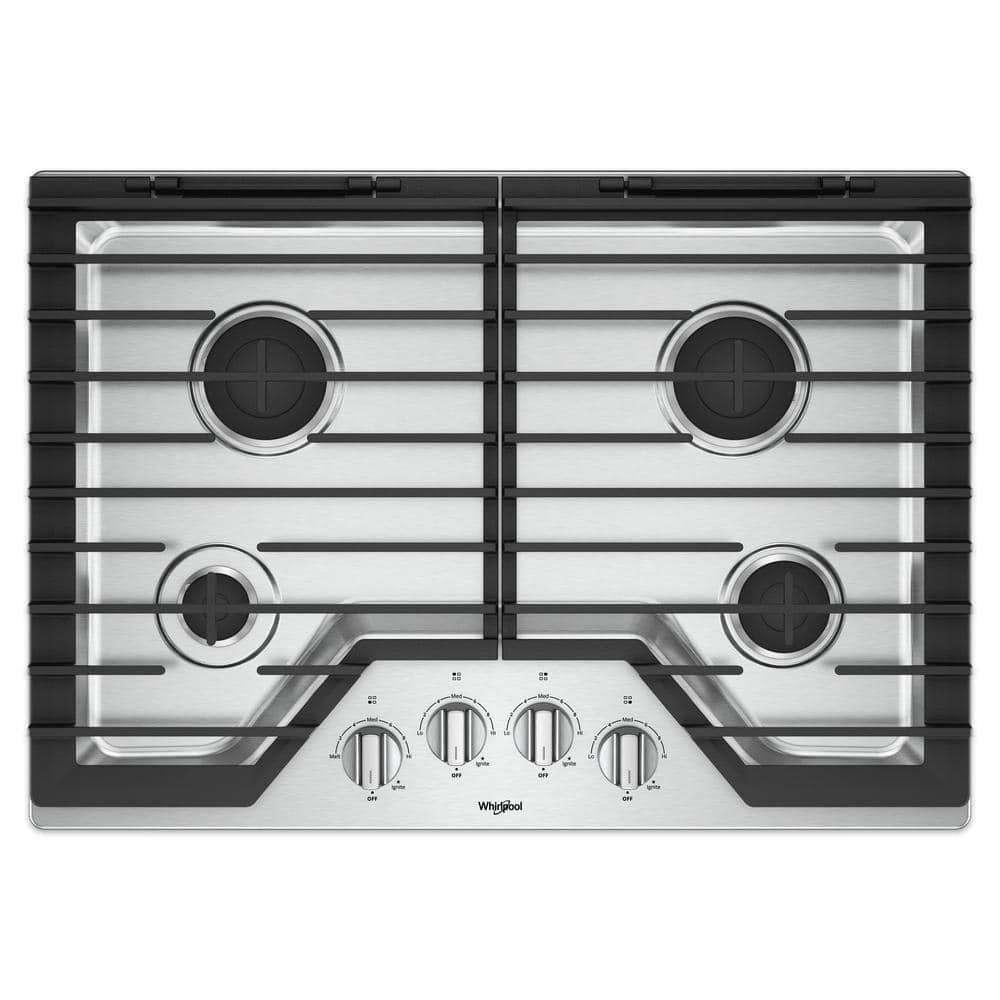 Whirlpool 30 in. Gas Cooktop in Stainless Steel with 4 Burners and  EZ-2-LIFT Hinged Cast-Iron Grates WCG55US0HS - The Home Depot