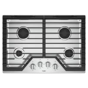 30 in. Gas Cooktop in Stainless Steel with 4 Burners and EZ-2-LIFT Hinged Cast-Iron Grates
