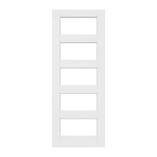 ARK DESIGN 32 in. x 80 in. 5 Lite Clear Glass White Solid Core Composite Primed Standard Interior Door Slab