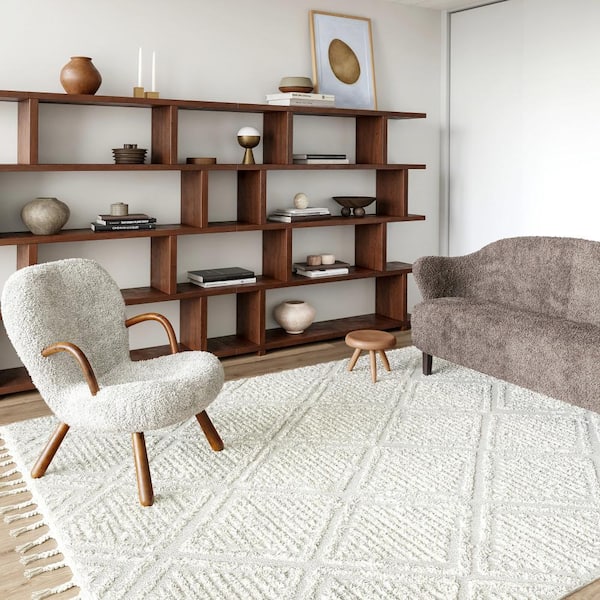 Balboa Textured Tile Ivory 7 ft. x 9 ft. Area Rug