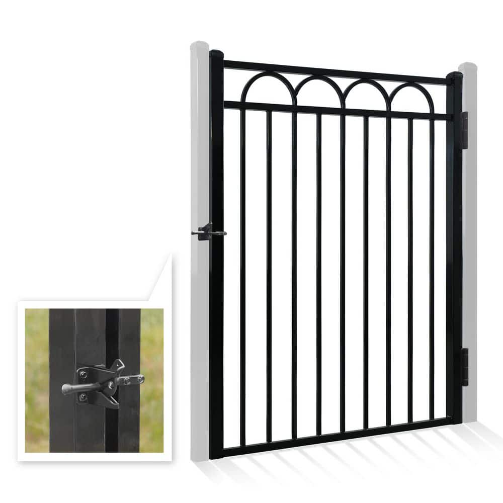 Anti-Rust 4 ft. x 5 ft. Black Steel Arc Flat Top Fence Gate (1-Pack) price history on PriceWatchPro