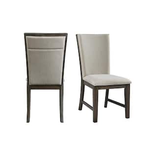 Jasper Dark Walnut/Gray Wood Upholstered Side Chair Set of 2