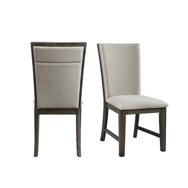 Picket House Furnishings Jasper Dark Walnut/Gray Wood Upholstered Side Chair Set of 2