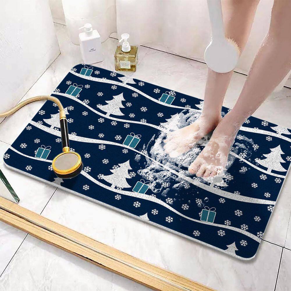 36 in. L x 18 in. W x 0.4 in. H Rectangular Christmas Decoration Non Slip Shower Mat for Textured Surface in Blue price history on PriceWatchPro