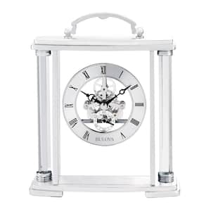 6 in. H x 7.25 in W Polished Silver Floating Skeleton Table Clock