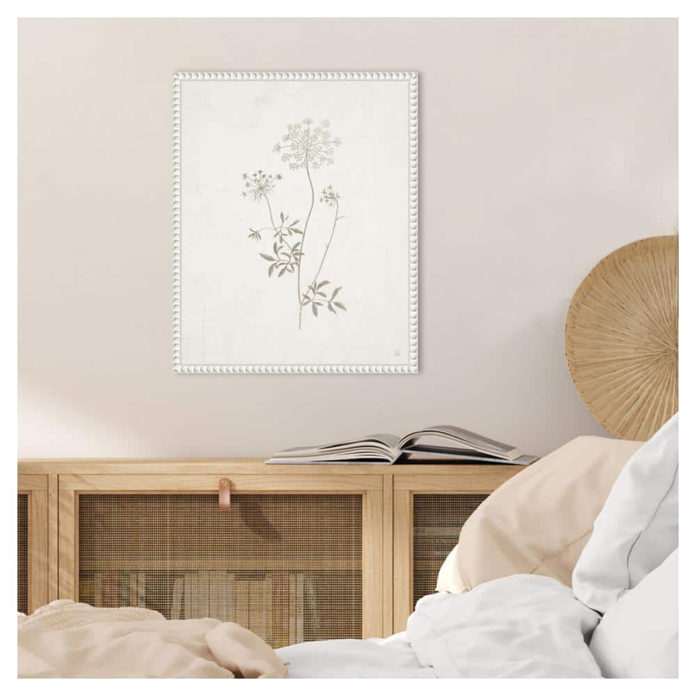 Beaded Perimeter Botanical Canvas Print in White Frame, 16 x 20-in.