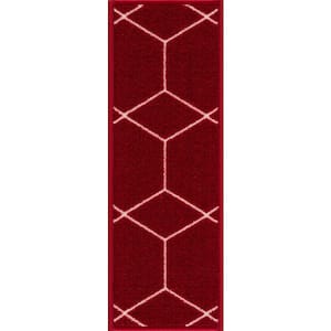 Hexagon Burgundy Red 8.5 in. x 26 in. Nylon Stair Tread Cover (1 Piece)