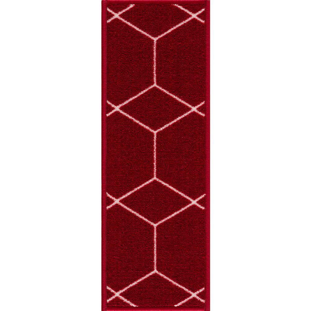 Hexagon Design Red Color 8.5 in. x 26 in. Polyamide Stair Tread Cover Set of 13 price history on PriceWatchPro