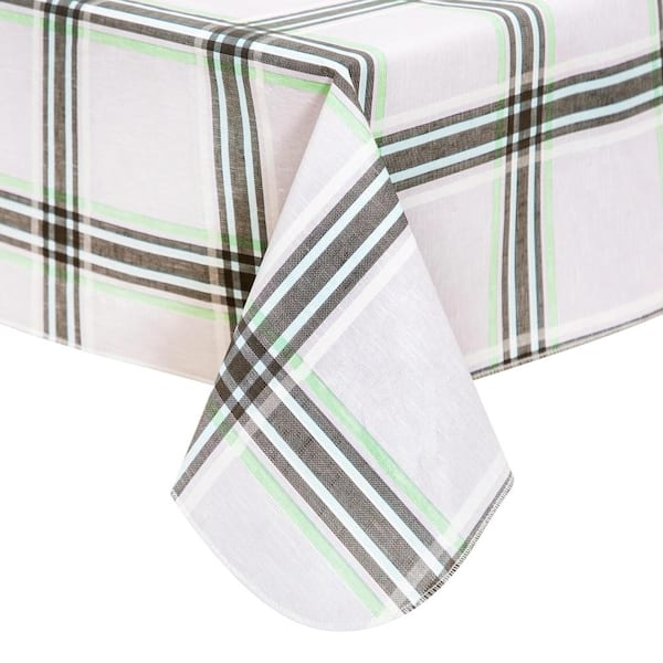 Outdoor Tablecloth 52'' X 70'' Disposable Vinyl Tablecloths with Flannel Backing Wipeable Spillproof Plastic Table Cover