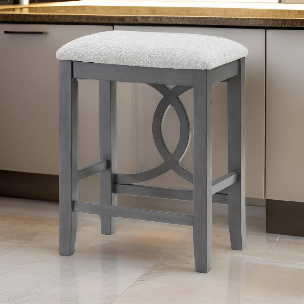 Adjustable Gray Wood and Metal Swivel Counter Stool Set