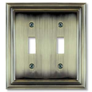 Continental 2 Gang Toggle Metal Wall Plate - Brushed Brass