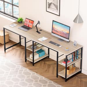 55.1 in. Oak L-Shaped Computer Desk