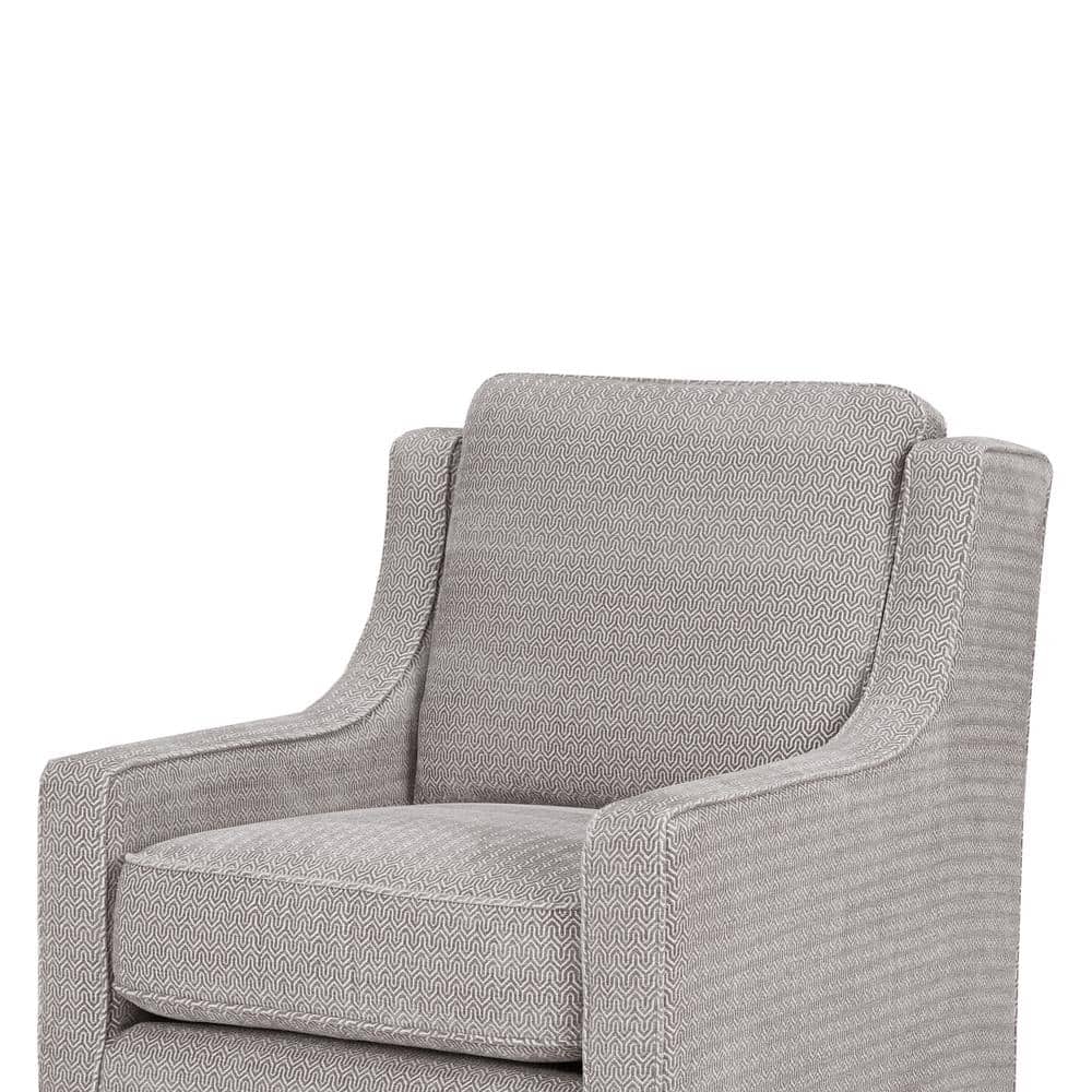 Gray Geometric Pattern Swivel Accent Chair with Wood Frame