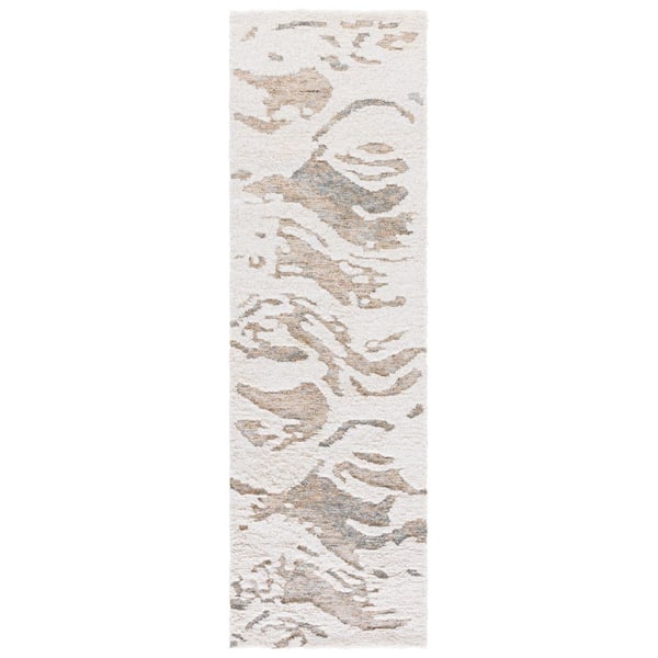 Casablanca 2 ft. x 8 ft. Ivory/Brown Abstract Organic Runner Rug