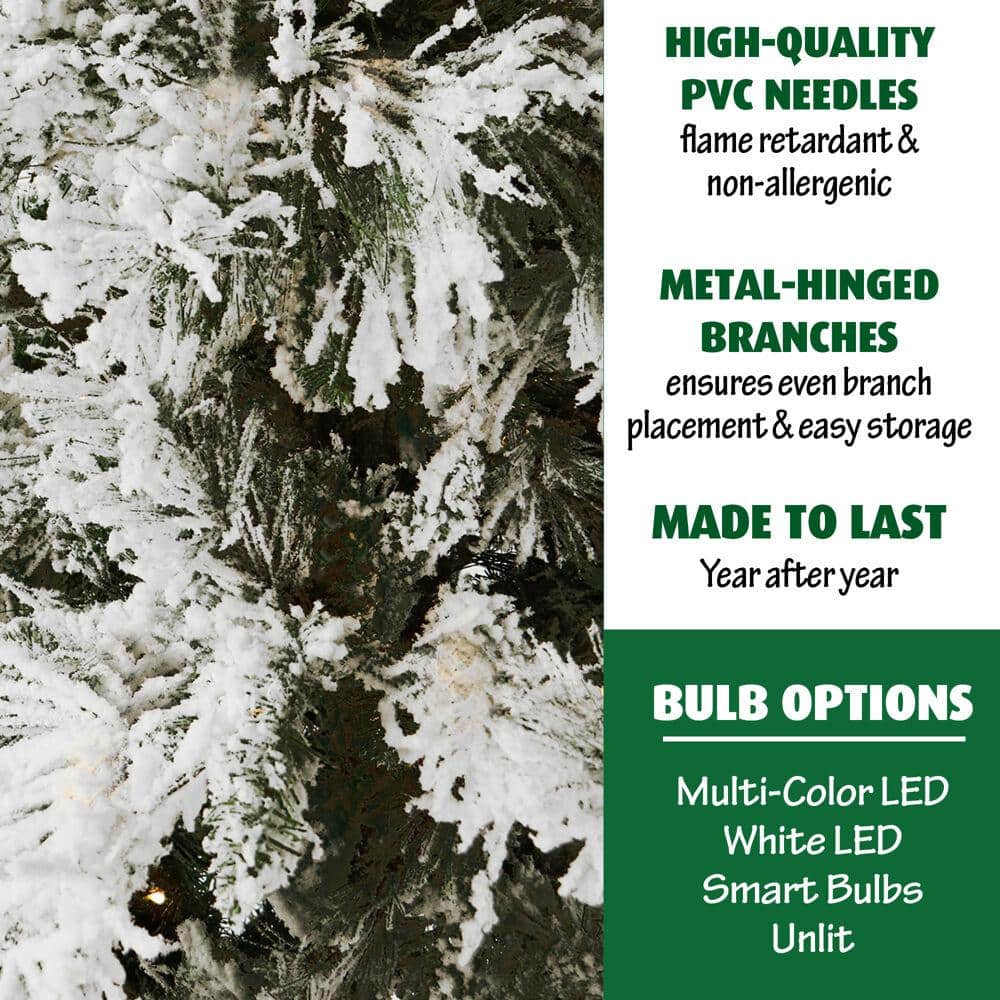 7.5 ft White Flocked Pine Artificial Christmas Tree with Metal Stand