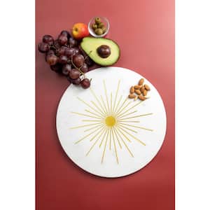 12 in. Sunshine White with Gold Inlay Marble Cheese Board