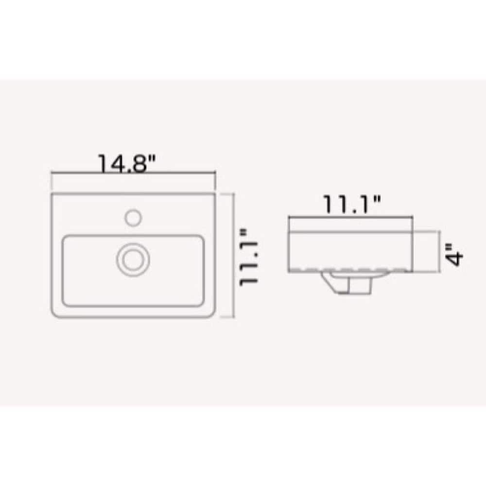 Mini Glossy White Ceramic Rectangular Wall-Mount Bathroom Sink