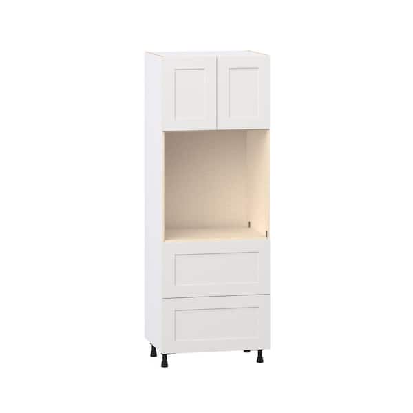 Roseland 30 in. W x 24 in. D x 84.5 in. H Assembled Shaker Singe Oven Kitchen Cabinet in Warm White with Drawers