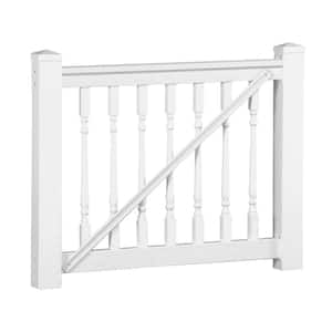 Delray 3.5 ft. H x 5 ft. W White Vinyl Railing Gate Kit with Colonial Spindles