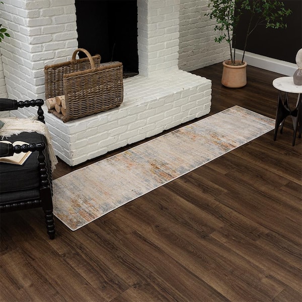 Kamilla Slate 2 ft. x 8 ft. Abstract Indoor Runner Rug
