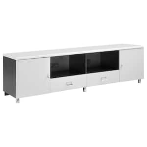 Burkett White and Gray TV Stand Console with 2-Drawer Fits TV's up to 80 in.