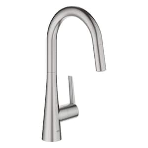 Zedra Single-Handle Pull-Out Sprayer Kitchen Faucet with Dual Spray in SuperSteel Infinity Finish