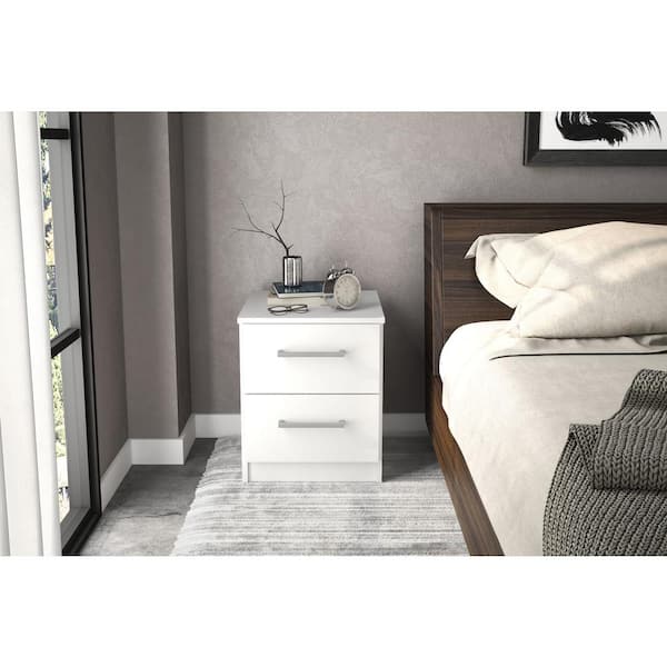 Unbranded Juliette 2-Drawer White Nightstand 20 in. H x 15.75 in. W x 15 in. D