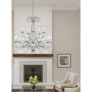 Shirlington 15-Light Polished Chrome Foyer Chandelier with Clear Crystals