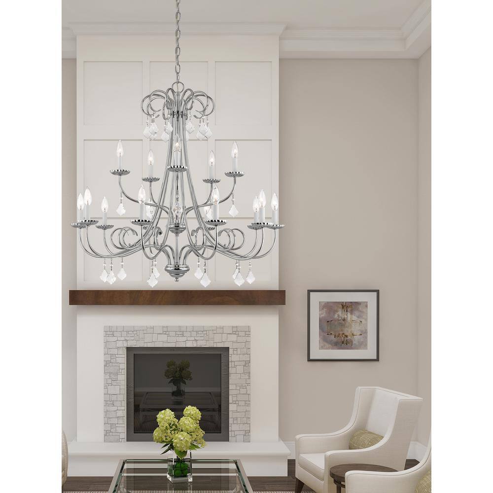 Daphne 15-Light Polished Chrome Crystal Chandelier