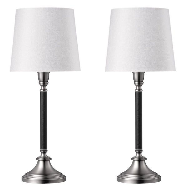 25.6 in. Silver Vintage Leather Table Lamp (2-Pack)