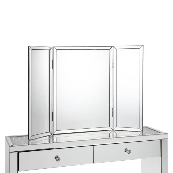 Inspired Home Sylvia 1 in.W x 27.5 in.H Small Rectangular Trifold Tabletop  Makeup Mirror in White JF149-07L-HD - The Home Depot