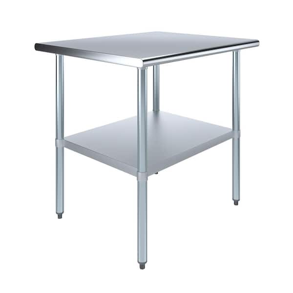 AMGOOD 30 in. x 36 in. Stainless Steel Kitchen Utility Table with Adjustable Bottom Shelf