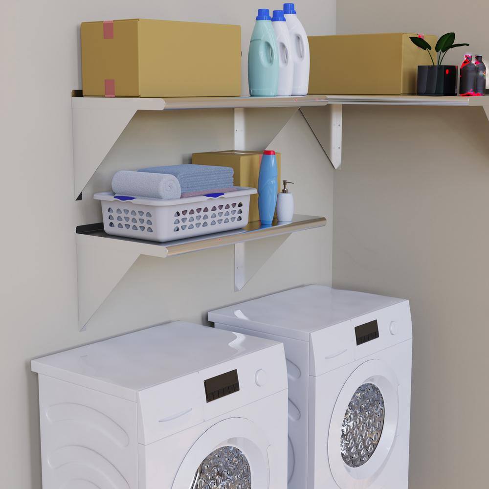 36" x 18" Stainless Steel Wall Mounted Shelf with Brackets