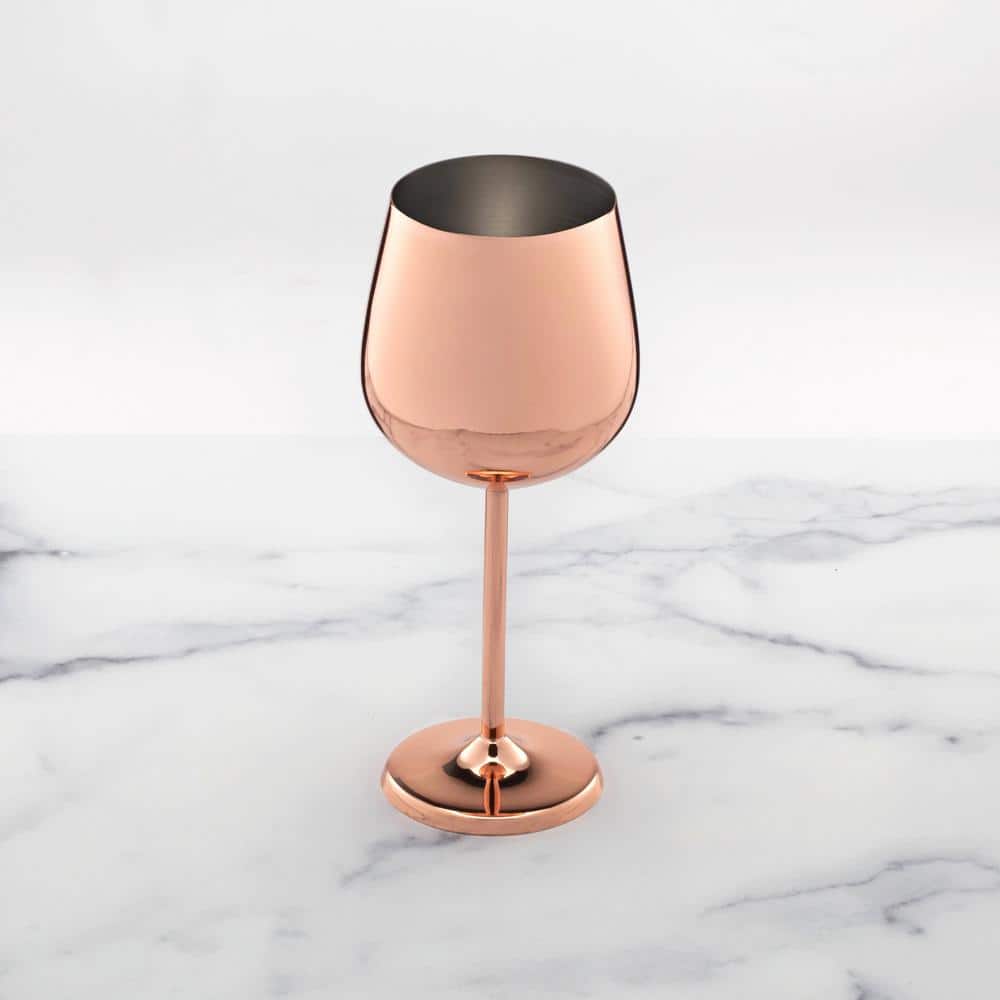 18 oz Copper Stainless Steel Wine Glass Set of 4