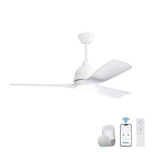 54 in. LED Indoor White Smart Ceiling Fan with App and Remote Control and 3 Colors Adjustable