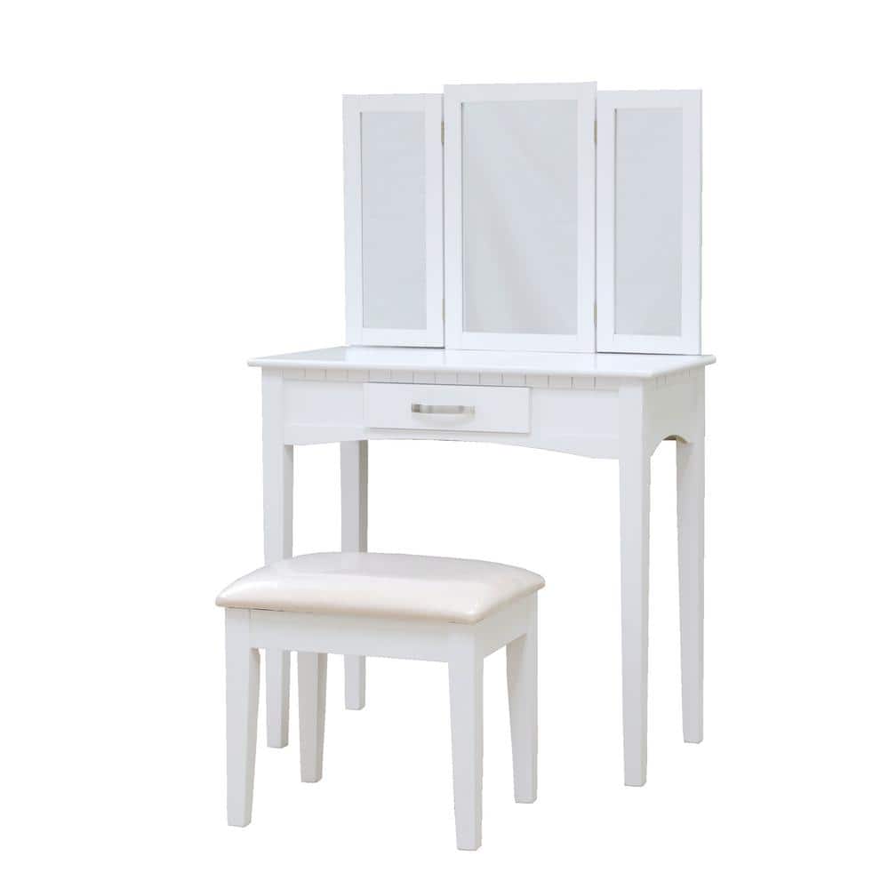 Homecraft Furniture Malachi 3Piece White Bedroom Vanity Set with Mirror 138206238 The Home Depot