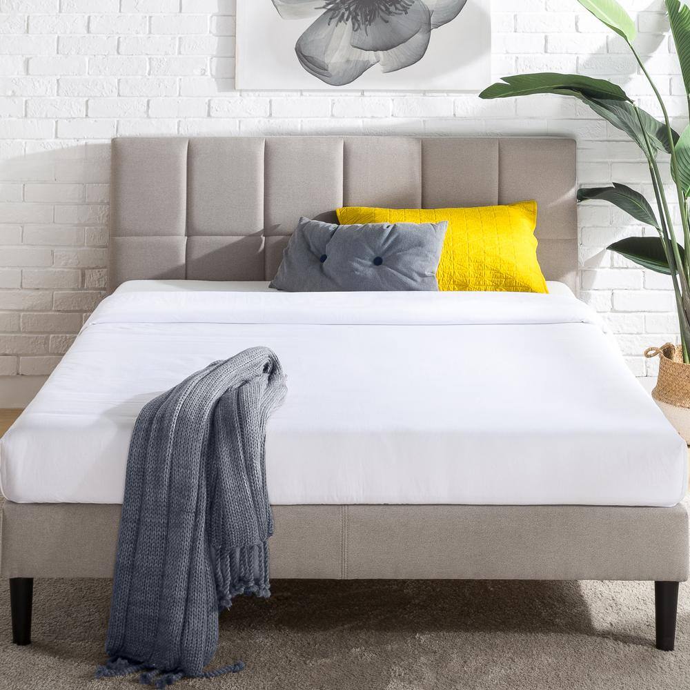 Buy Lottie Beige Full Upholstered Platform Bed Frame with Short