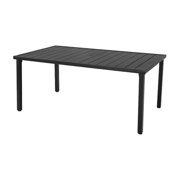 black aluminum patio table