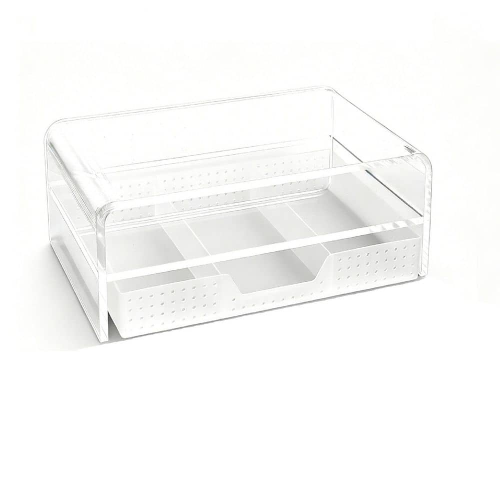 Vanity Organizer in Clear, Desk Organizer, 2-Tier Acrylic Computer Monitor Stand Riser with Drawer, Laptop Stand price history on PriceWatchPro