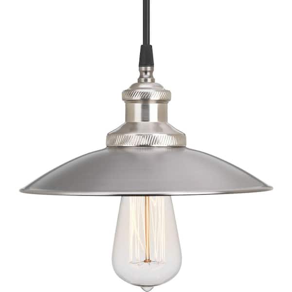 Progress Lighting Archives Collection 1-Light Antique Nickel Pendant with Metal Shade