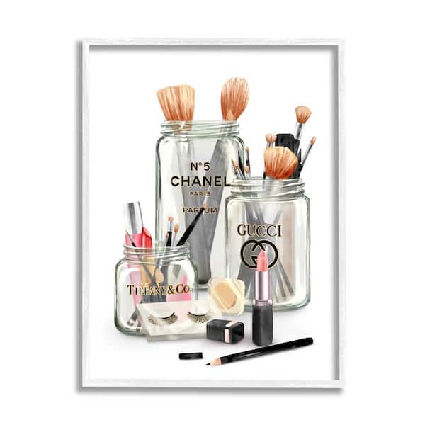 Stupell Industries "Fashion Brand Makeup in Mason Jars Glam Design" by Ziwei Li Framed Print Abstract Texturized Art 16 in. x 20 in.