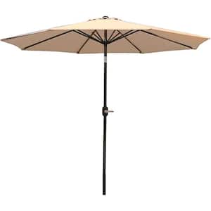 9 Foot Outdoor Patio Umbrella - Push-Button Tilt & Crank Patio Table Umbrella - Aluminum Pole & Polyester Shade Canopy