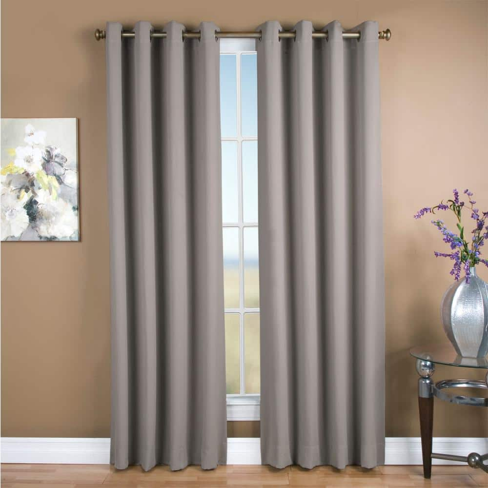 RICARDO Grey Polyester Solid 56 in. W x 84 in. L Grommet Blackout ...