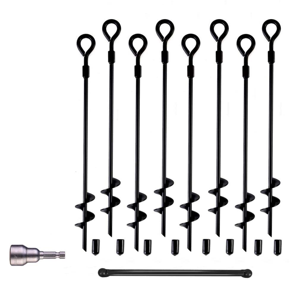 8 Pcs 18 in. Ground Anchors Screw in Folding Ring Spiral Metal Ground Stakes Dog Tie Out Stake Trampoline Anchors price history on PriceWatchPro