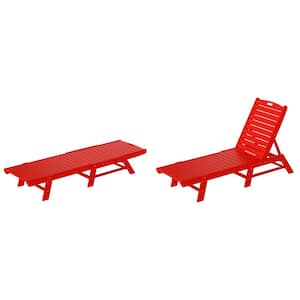 Laguna 2-Piece Red HDPE All Weather Fade Proof Plastic Reclining Outdoor Patio Adjustable Chaise Lounge Chairs