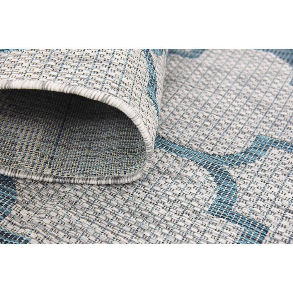 Gray and Blue Synthetic Outdoor Trellis Rug, 4' x 6'