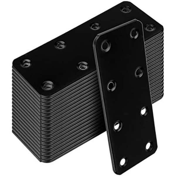 4 x 1-1/2 Black Carbon Steel Mending Plates Straight Connector for Wood 20 Pack