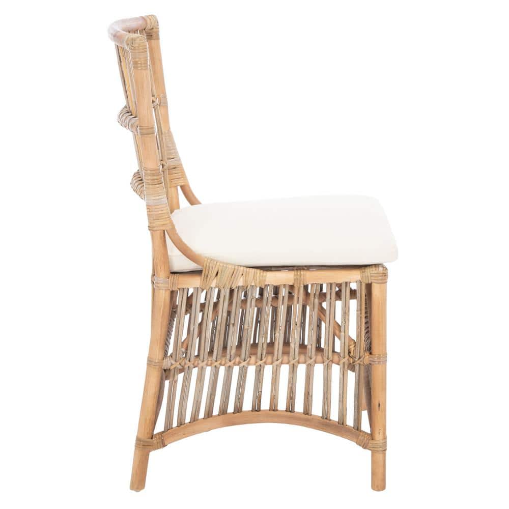 Erika Gray Rattan Accent Chairs with Cushions, Set of 2